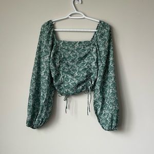 SHEIN | floral print cropped ballon sleeve top